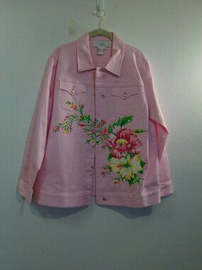 DIANE'S ESSENTIALS Pink Denim Jacket Size Large